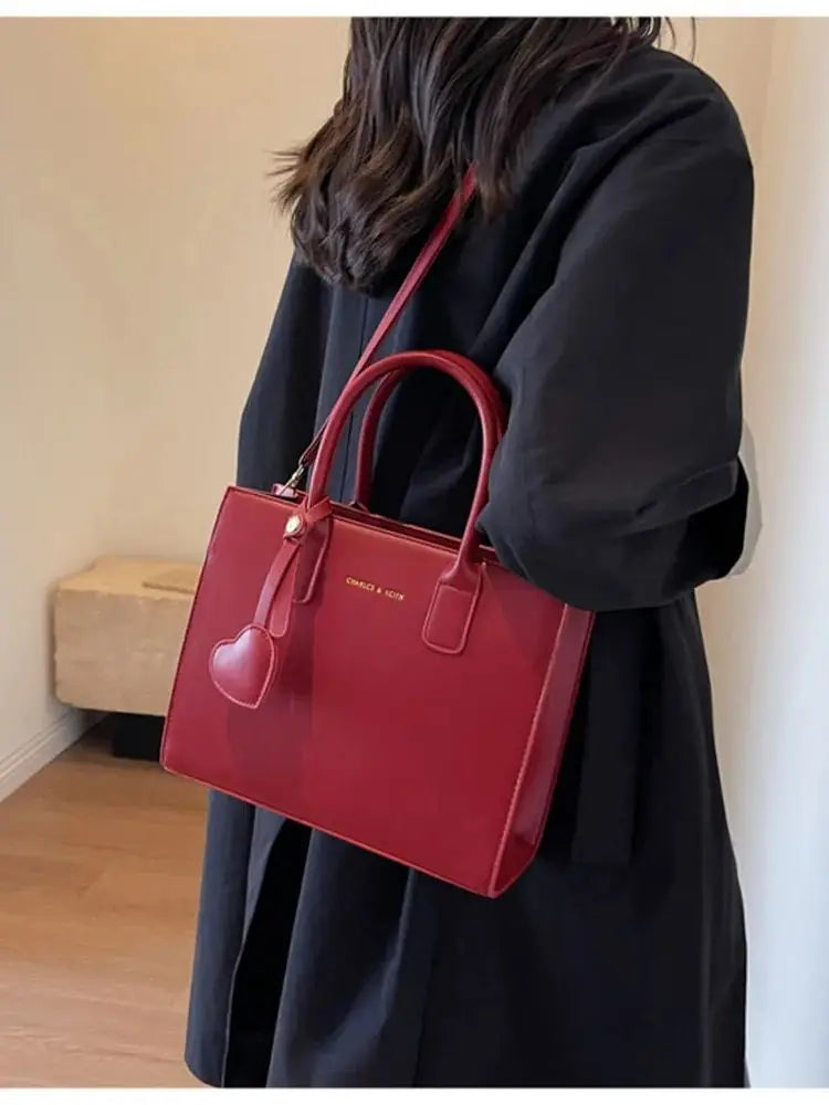 Bolso de Mano Rojo Pequeño de Un Solo Hombro Tote casual