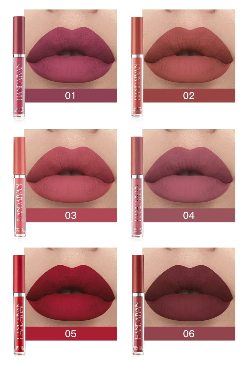 Set de 6 lápices labiales líquidos, resistente al agua, kit de brillo labial